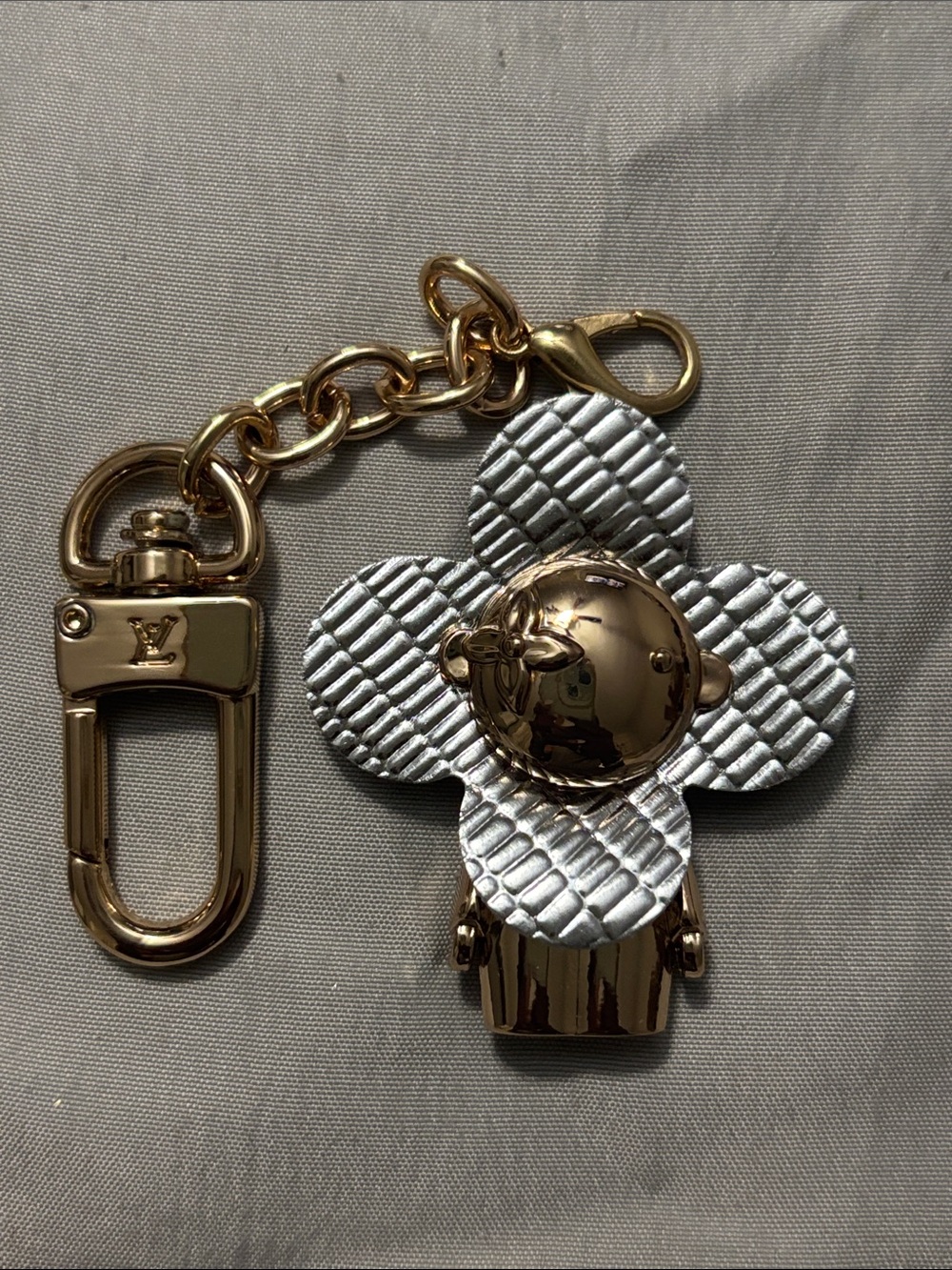 Louis Vuitton Gold & Silver Flower Keychain Charm